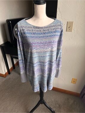 💙 J. Jill - Women’s Multicolor Patterned Knit Sweater - Size: XL